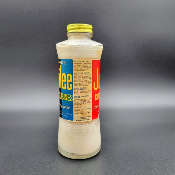 Vintage Jubilee Kitchen Wax Not Full Dried White Glass Jar SC Johnson AS IS Read - Picture 4 of 11